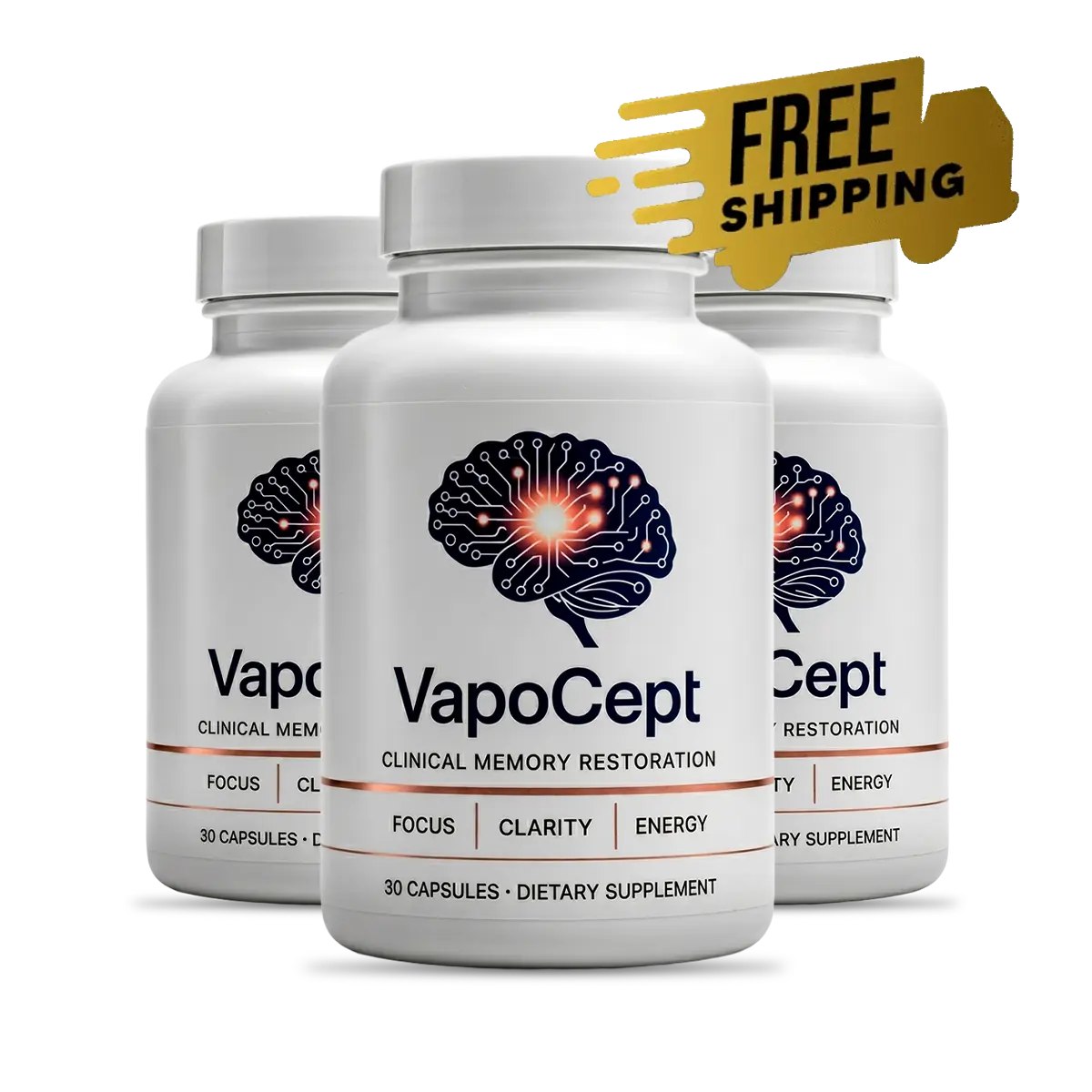 Three bottles of VapoCept 90 day supply package with free shipping